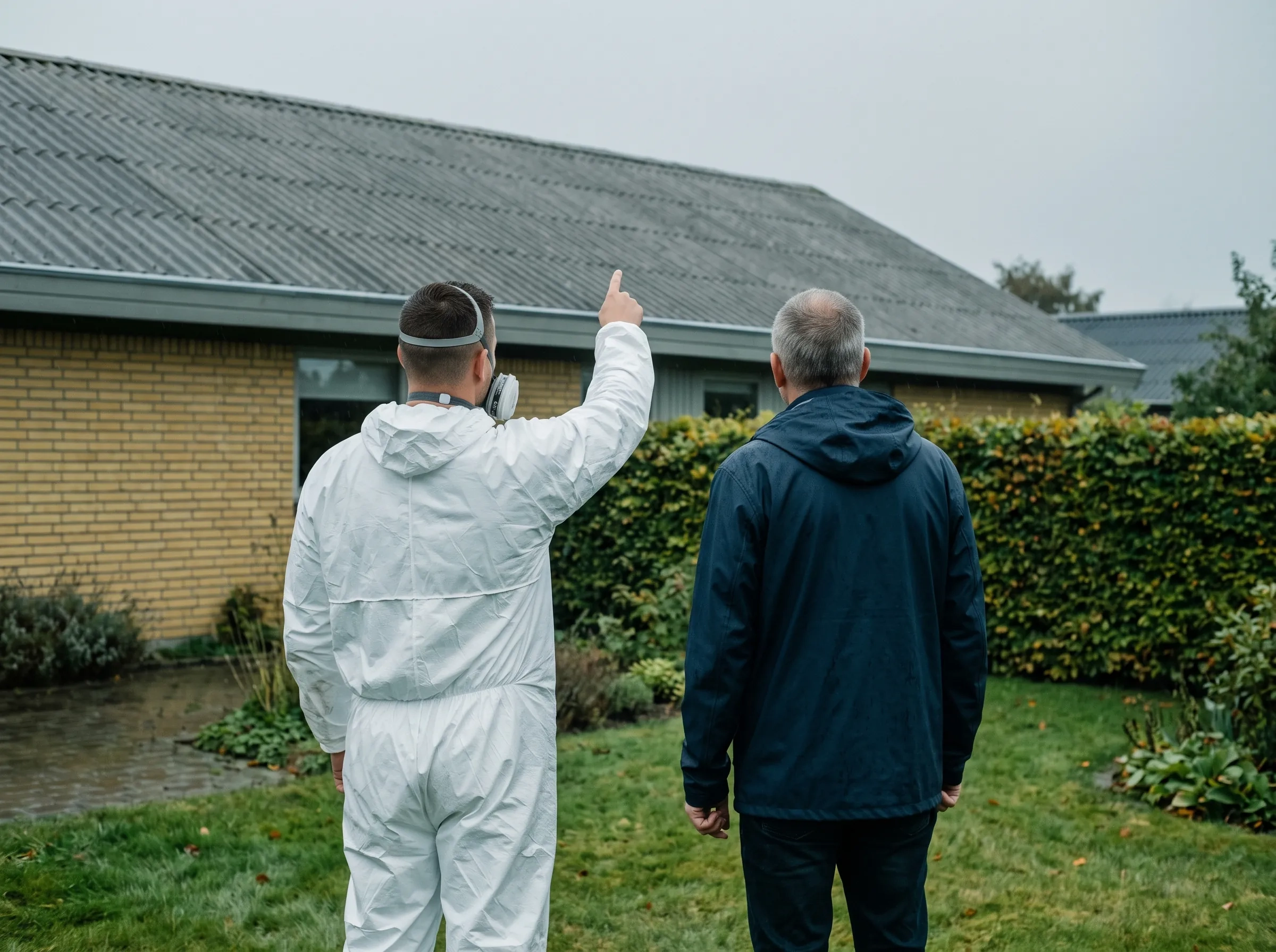 Afspærret arbejdsområde med plastafdækning under en asbestsanering